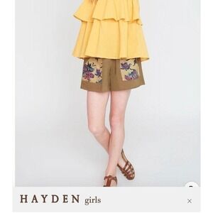 Floral Printed French Terry Shorts Olive